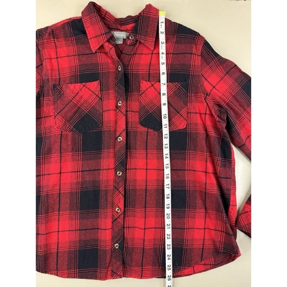 Natural Reflections Flannel Shirt Womens L Red Black Buffalo Check Plaid Outdoor - Picture 3 of 9